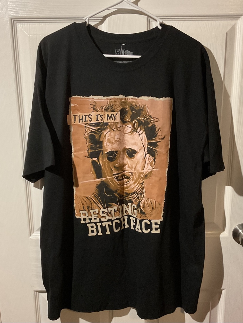 “Leather Face” Black Short-Sleeve Graphic Tee
